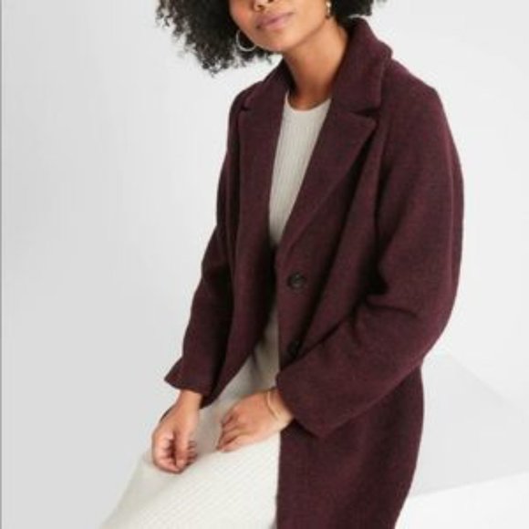 NWT Marc New York Paige Single Breasted Boucle Wool Coat in Burgundy - Picture 5 of 14